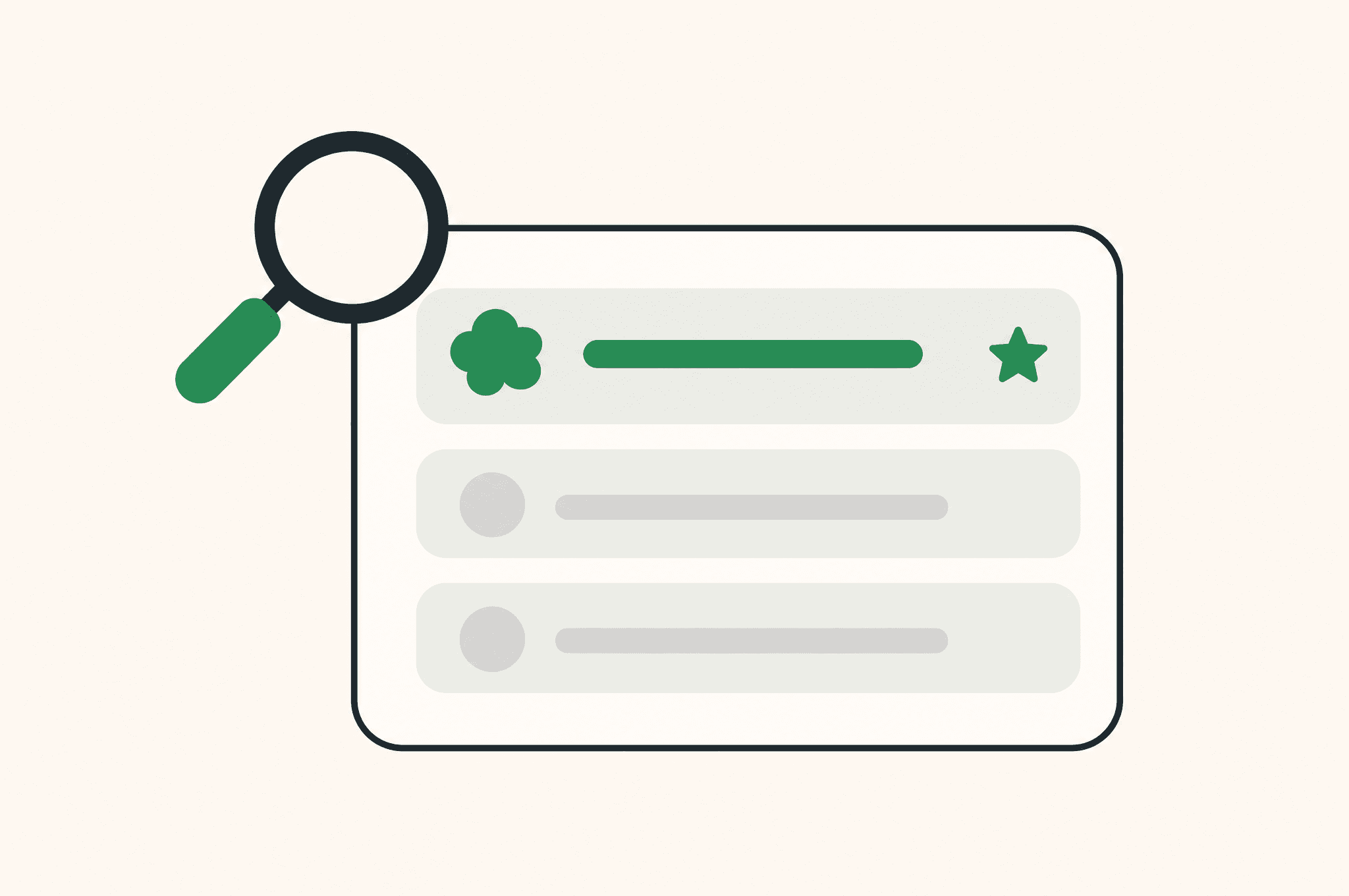 A flat illustration of a chat answer bubble with the Revnu clover as a citation, surrounded by source links.